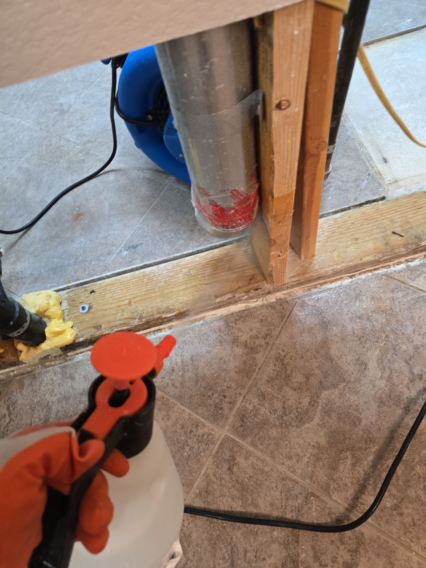 Dining area moisture inspection during water damage mitigation
